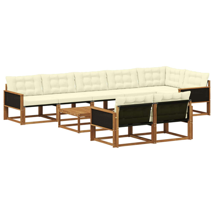Set de canapele de exterior cu pernă 9 pcs Natural și Crem WALTI