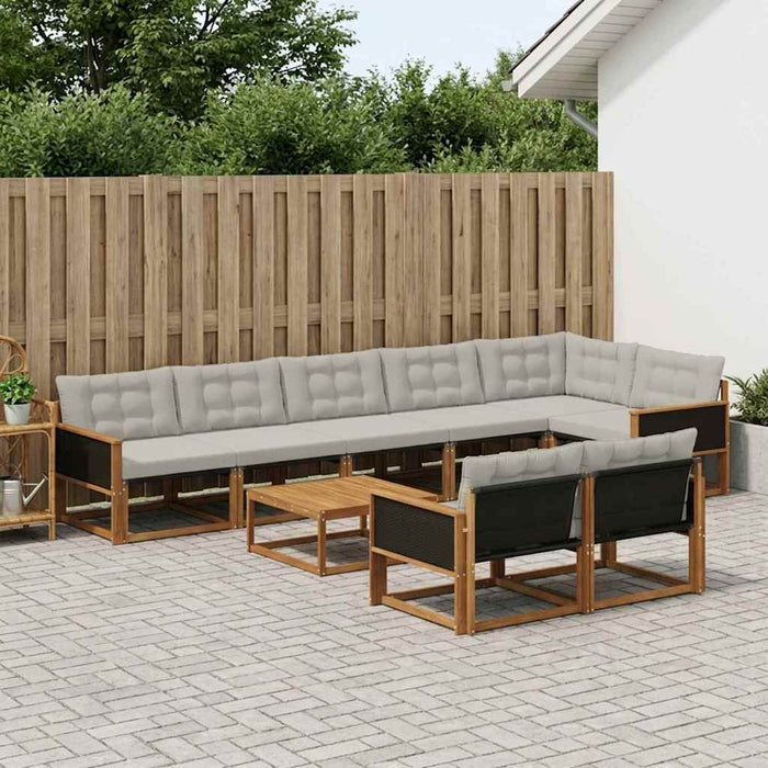 Set de canapele de exterior 9 pcs Natural și gri deschis WALTI