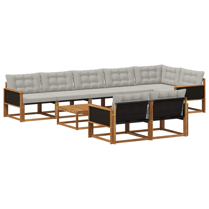 Set de canapele de exterior 9 pcs Natural și gri deschis WALTI