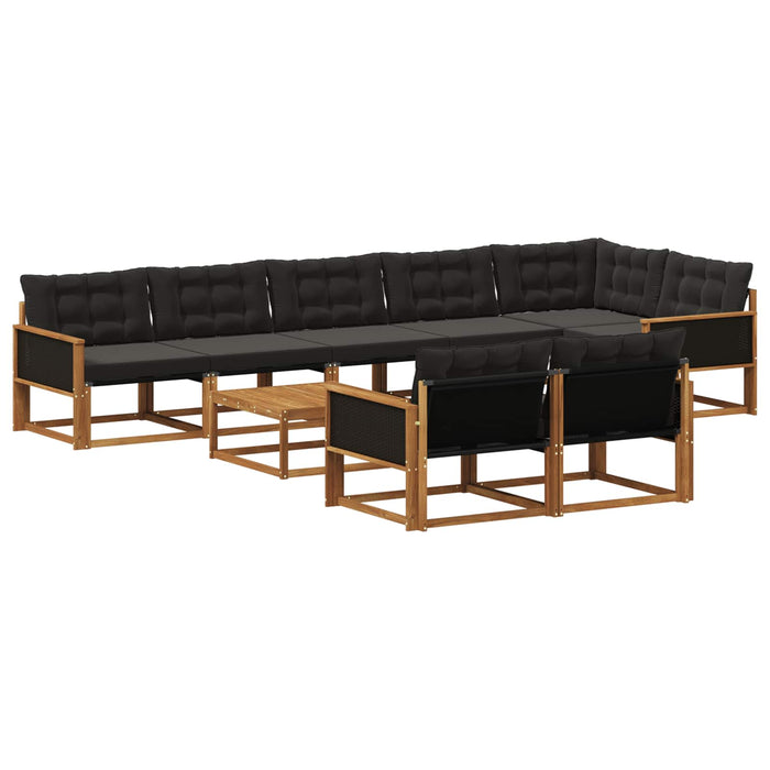 Set de canapele de exterior cu pernă 9 pcs Natural și Negru WALTI