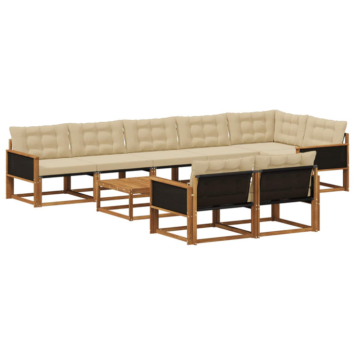 Set de canapele de exterior cu pernă 9 pcs Natural și Bej WALTI