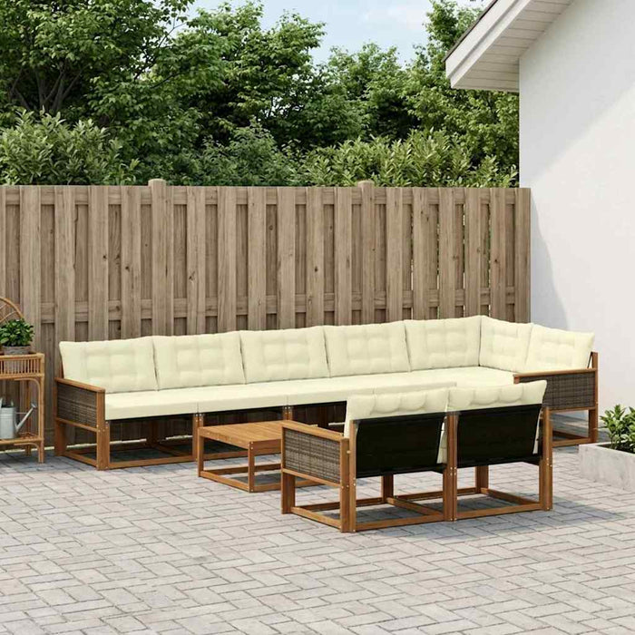 Set de canapele de exterior cu pernă 9 pcs Natural și Crem WALTI