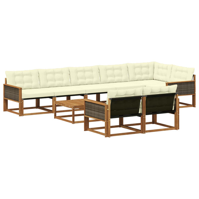 Set de canapele de exterior cu pernă 9 pcs Natural și Crem WALTI