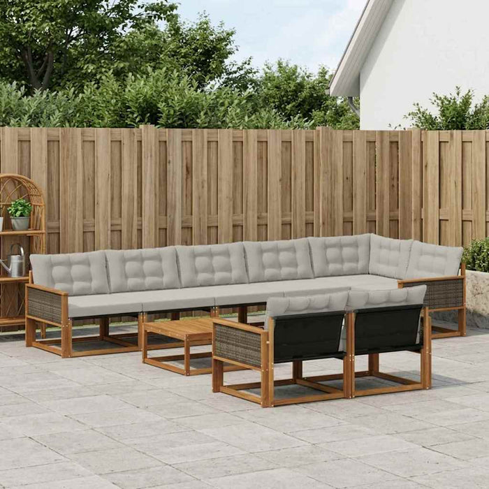 Set de canapele de exterior 9 pcs Natural și gri deschis WALTI
