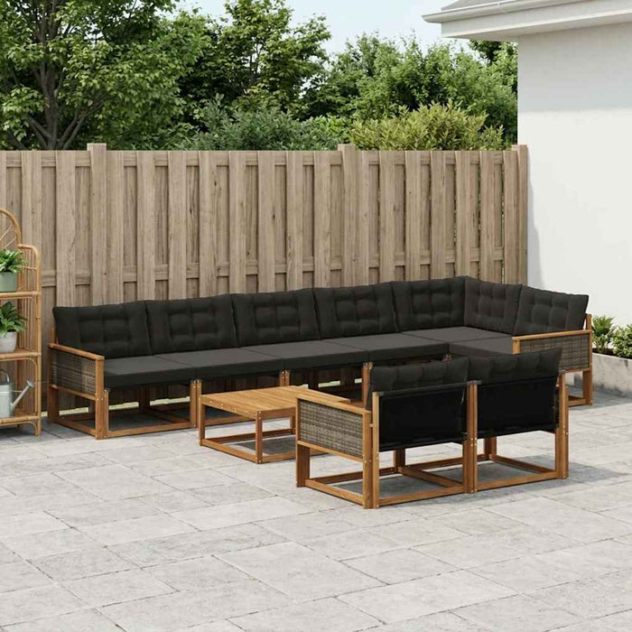 Set de canapele de exterior cu pernă 9 pcs Natural și Negru WALTI