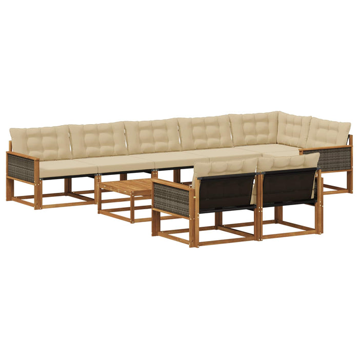 Set de canapele de exterior cu pernă 9 pcs Natural și Bej WALTI