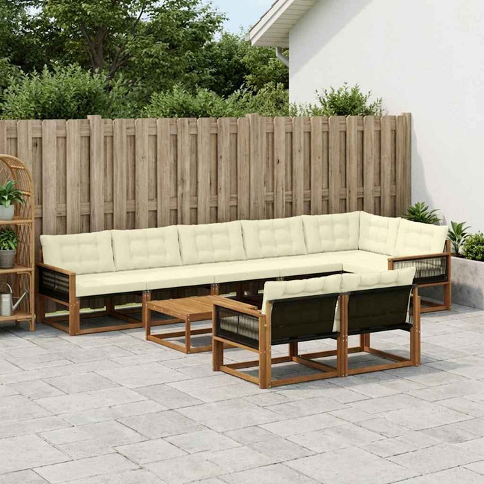 Set de canapele de exterior cu pernă 9 pcs Natural și Crem WALTI