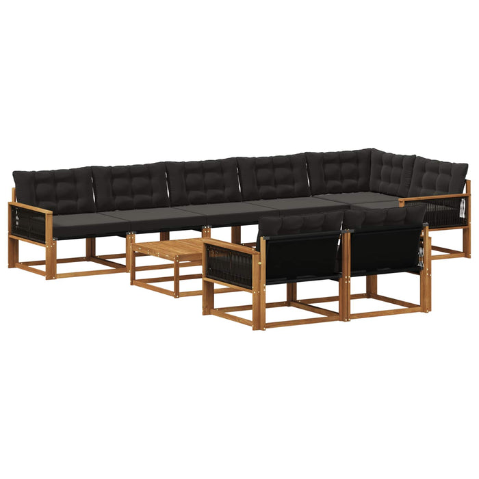 Set de canapele de exterior cu pernă 9 pcs Natural și Negru WALTI