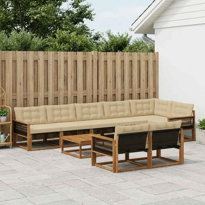 Set de canapele de exterior cu pernă 9 pcs Natural și Bej WALTI