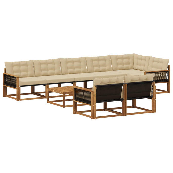 Set de canapele de exterior cu pernă 9 pcs Natural și Bej WALTI