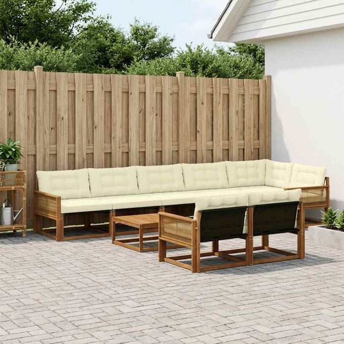 Set de canapele de exterior cu pernă 9 pcs Natural și Crem WALTI