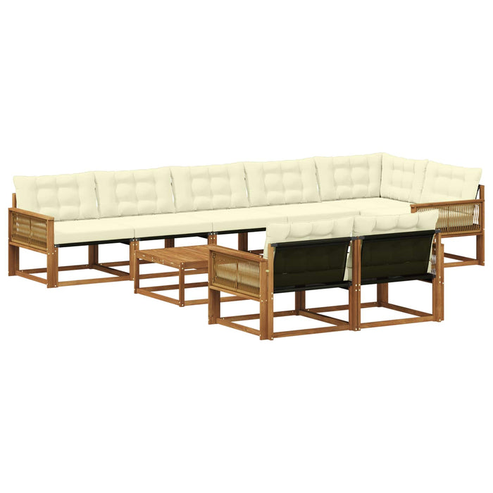 Set de canapele de exterior cu pernă 9 pcs Natural și Crem WALTI