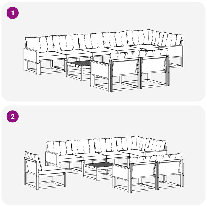 Set de canapele de exterior cu pernă 9 pcs Natural și Crem WALTI