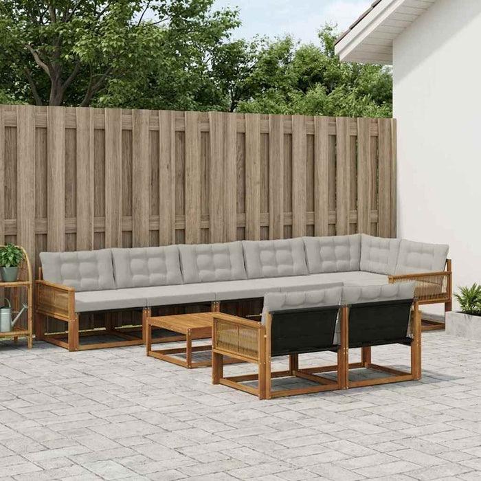 Set de canapele de exterior 9 pcs Natural și gri deschis WALTI