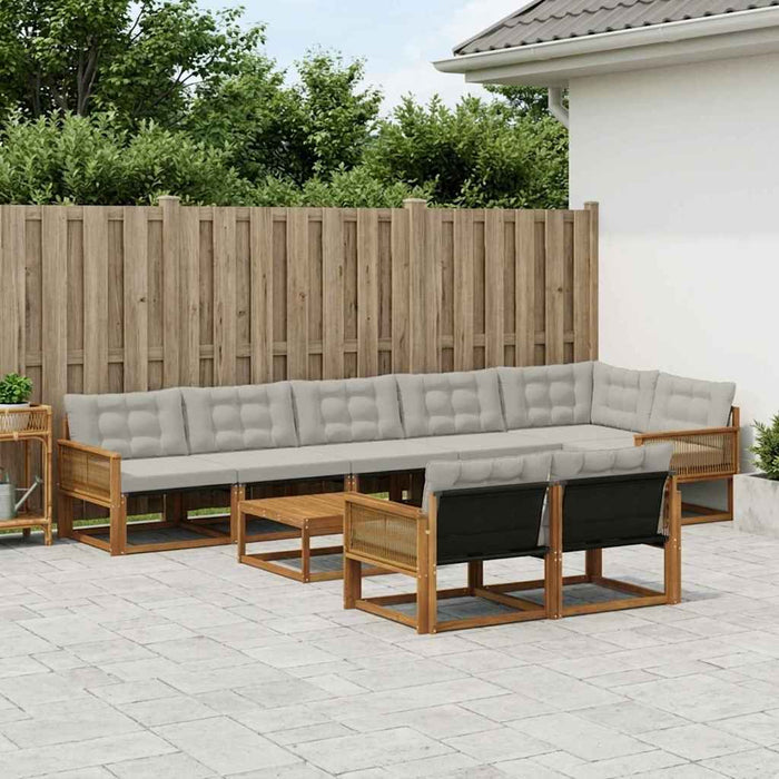 Set de canapele de exterior 9 pcs Natural și gri deschis WALTI