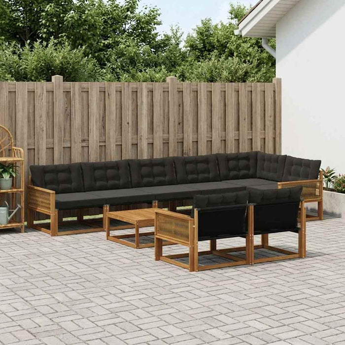 Set de canapele de exterior cu pernă 9 pcs Natural și Negru WALTI