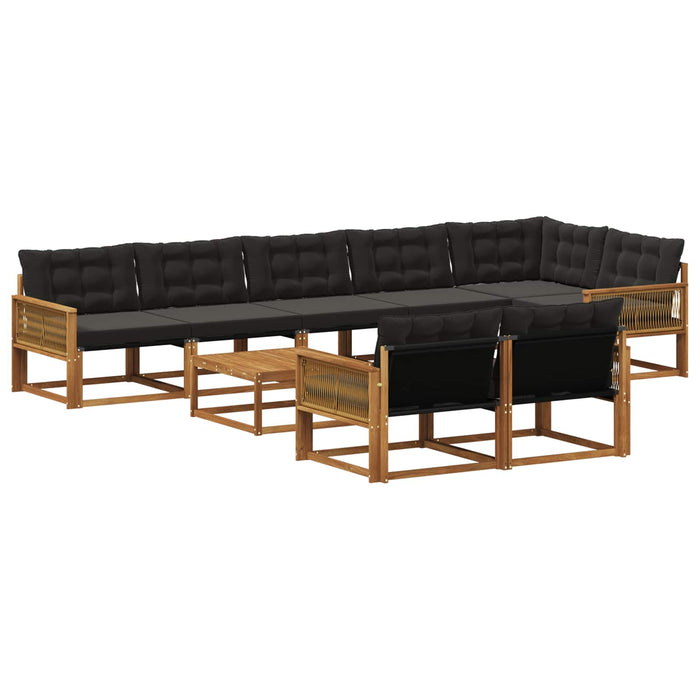 Set de canapele de exterior cu pernă 9 pcs Natural și Negru WALTI