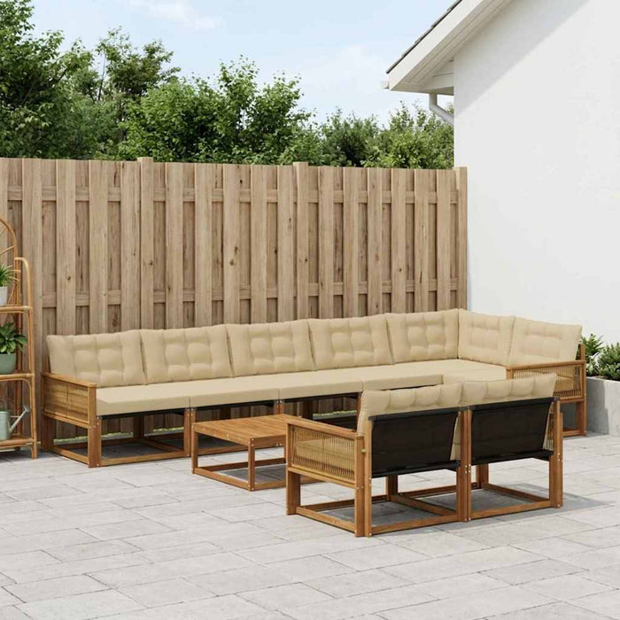 Set de canapele de exterior cu pernă 9 pcs Natural și Bej WALTI