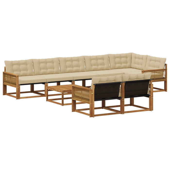 Set de canapele de exterior cu pernă 9 pcs Natural și Bej WALTI
