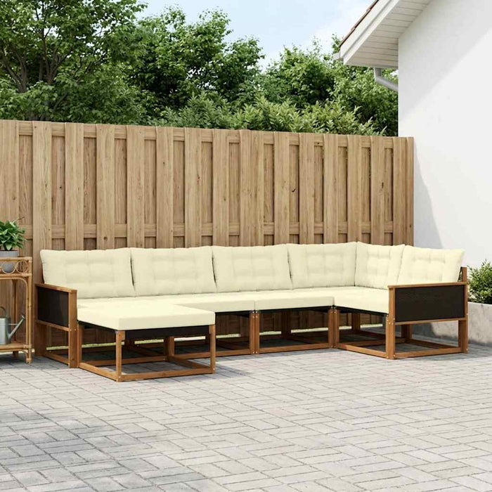 Set de canapele de exterior cu pernă 6 pcs Natural și Crem WALTI