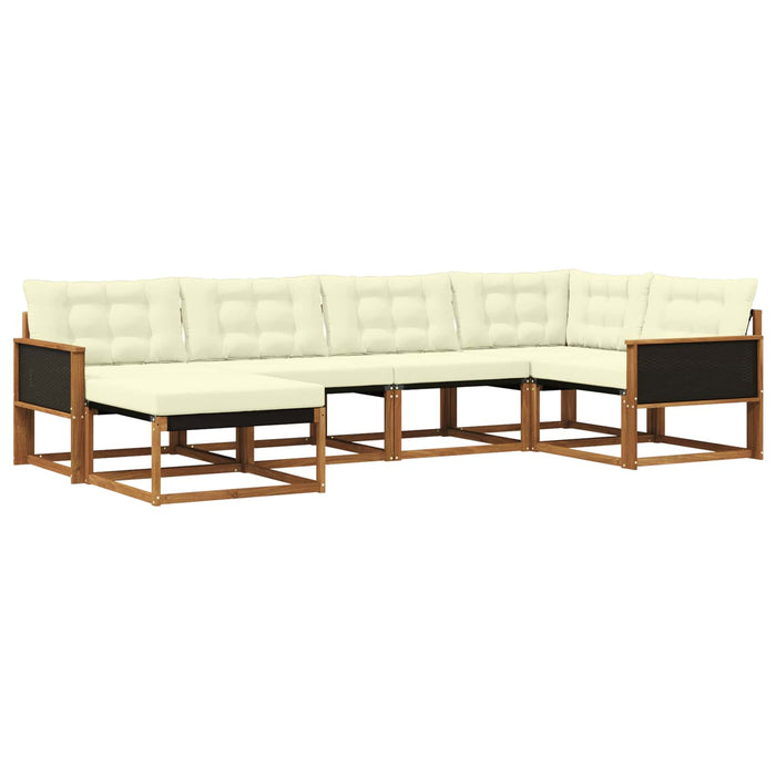 Set de canapele de exterior cu pernă 6 pcs Natural și Crem WALTI