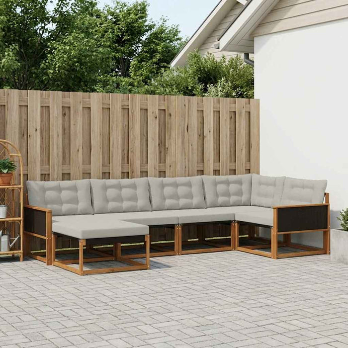 Set de canapele de exterior 6 pcs Natural și gri deschis WALTI