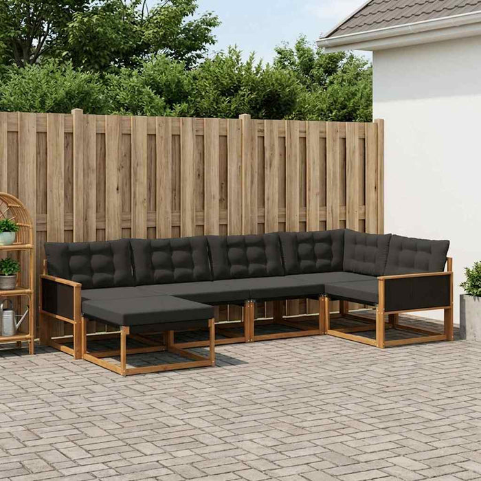 Set de canapele de exterior cu pernă 6 pcs Natural și Negru WALTI