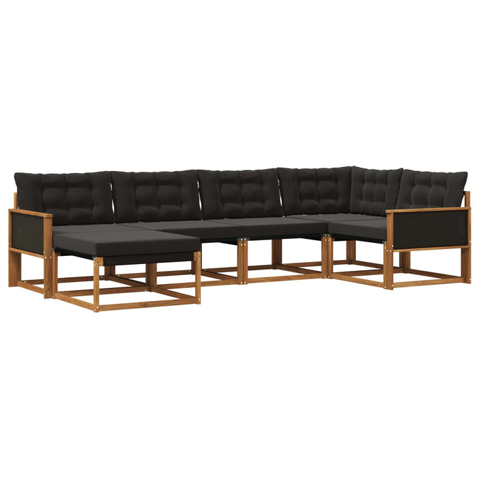 Set de canapele de exterior cu pernă 6 pcs Natural și Negru WALTI