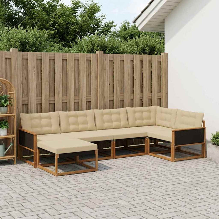 Set de canapele de exterior cu pernă 6 pcs Natural și Bej WALTI