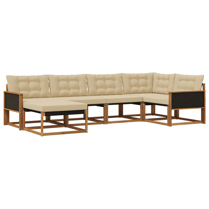 Set de canapele de exterior cu pernă 6 pcs Natural și Bej WALTI