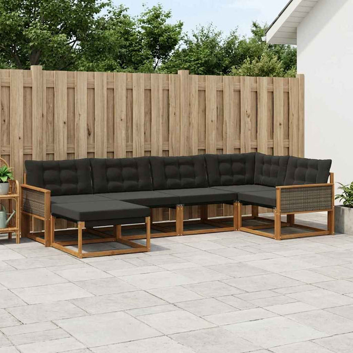 Set de canapele de exterior cu pernă 6 pcs Natural și Negru WALTI