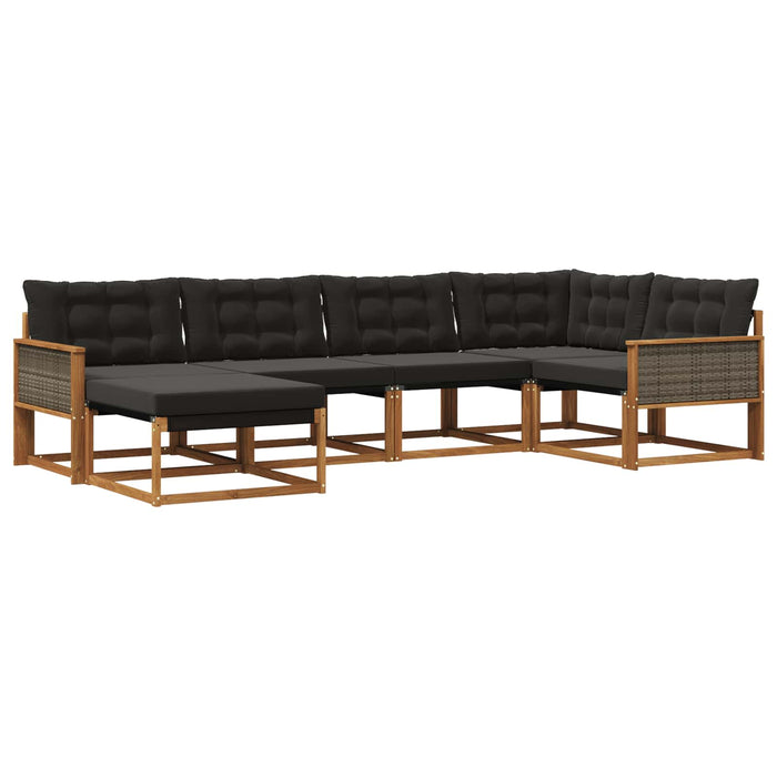 Set de canapele de exterior cu pernă 6 pcs Natural și Negru WALTI