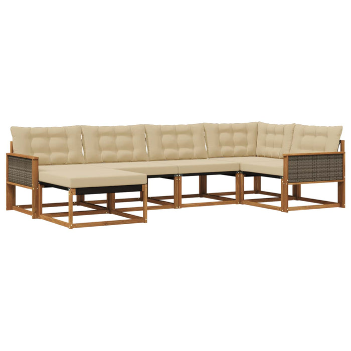 Set de canapele de exterior cu pernă 6 pcs Natural și Bej WALTI