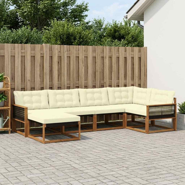 Set de canapele de exterior cu pernă 6 pcs Natural și Crem WALTI