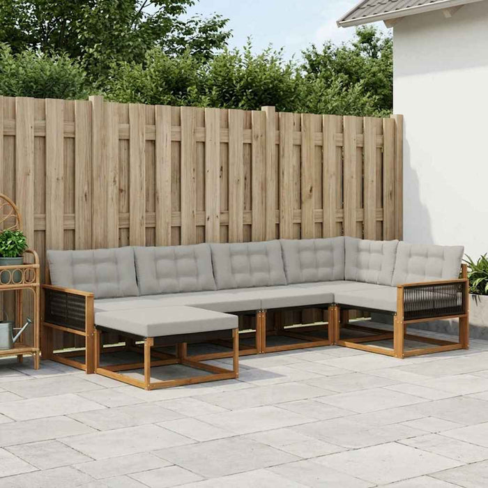 Set de canapele de exterior 6 pcs Natural și gri deschis WALTI