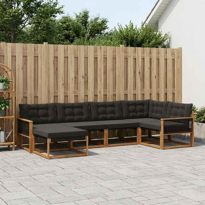Set de canapele de exterior cu pernă 6 pcs Natural și Negru WALTI