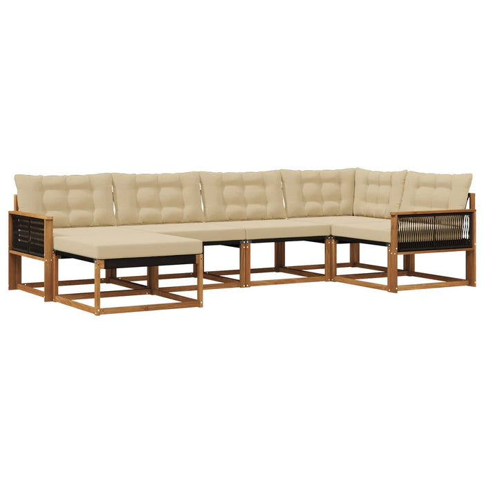 Set de canapele de exterior cu pernă 6 pcs Natural și Bej WALTI