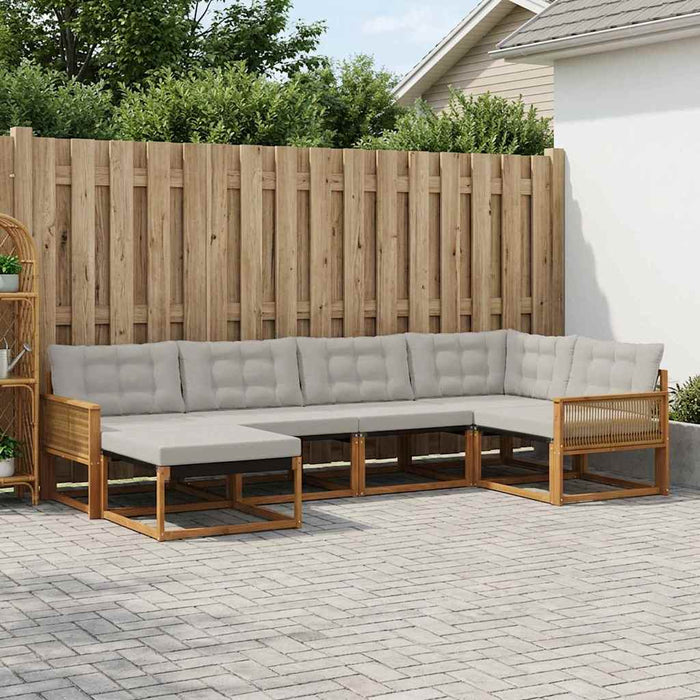 Set de canapele de exterior 6 pcs Natural și gri deschis WALTI