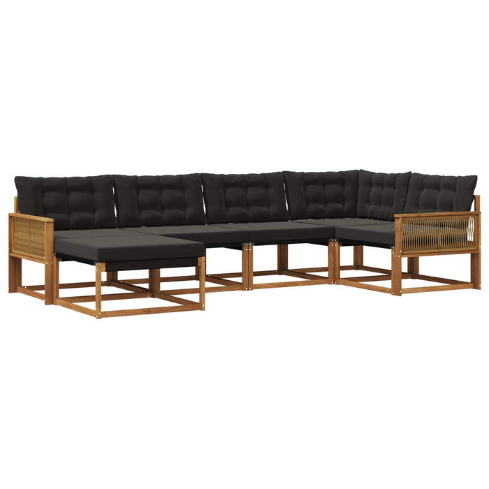 Set de canapele de exterior cu pernă 6 pcs Natural și Negru WALTI