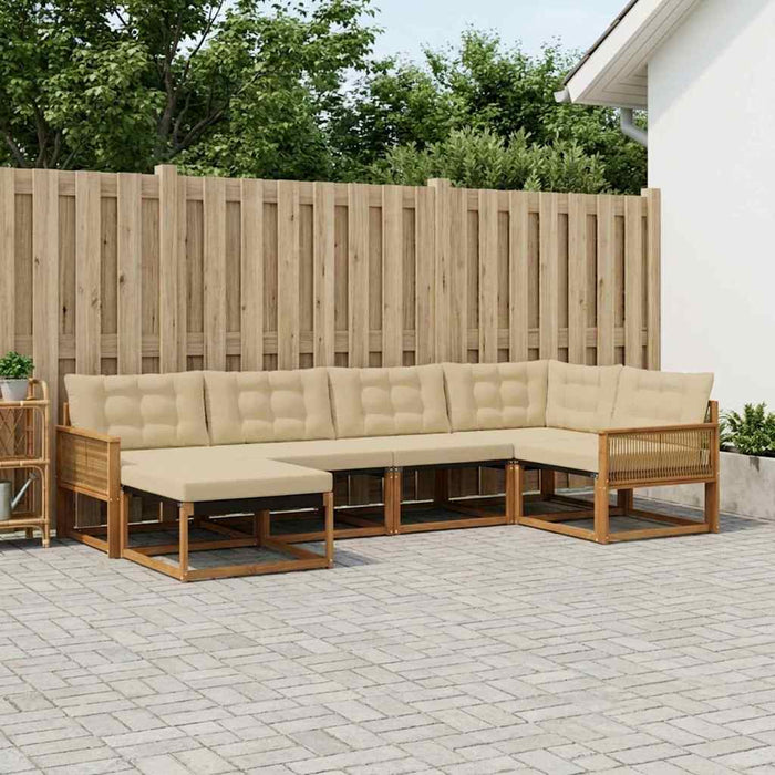 Set de canapele de exterior cu pernă 6 pcs Natural și Bej WALTI