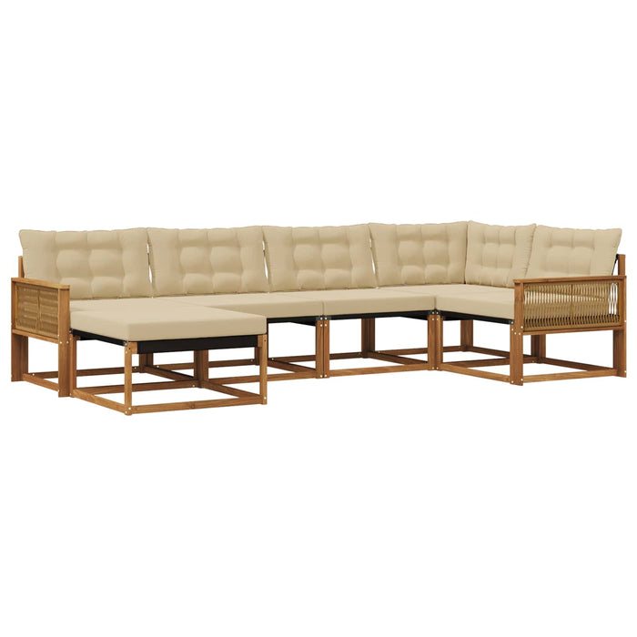 Set de canapele de exterior cu pernă 6 pcs Natural și Bej WALTI