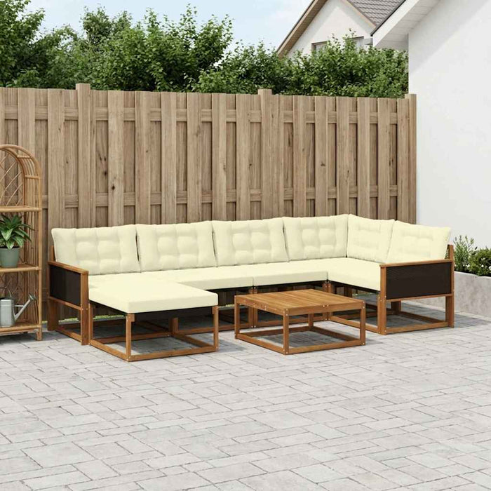 Set de canapele de exterior cu pernă 7 pcs Natural și Crem WALTI