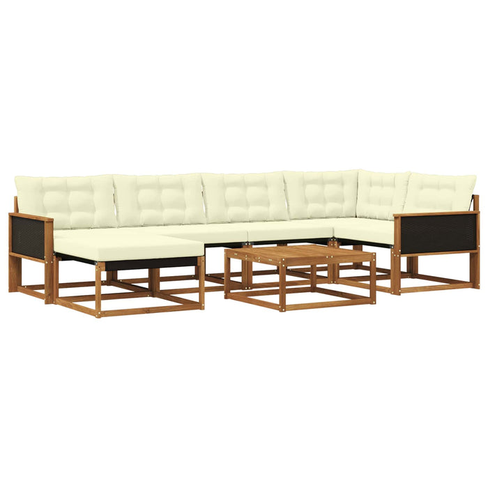 Set de canapele de exterior cu pernă 7 pcs Natural și Crem WALTI