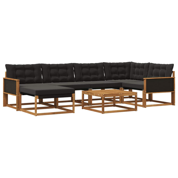 Set de canapele de exterior cu pernă 7 pcs Natural și Negru WALTI