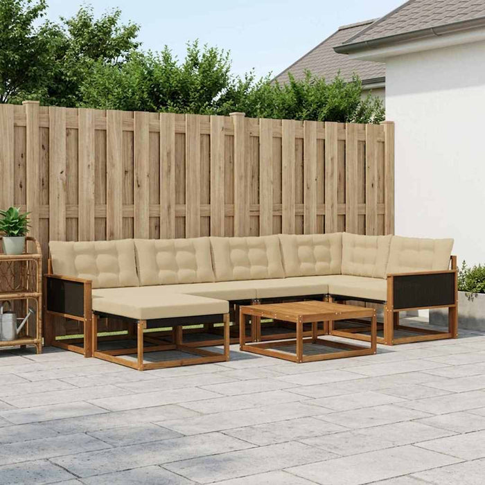 Set de canapele de exterior cu pernă 7 pcs Natural și Bej WALTI