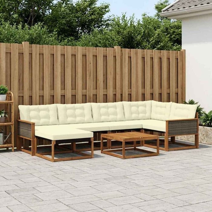 Set de canapele de exterior cu pernă 7 pcs Natural și Crem WALTI