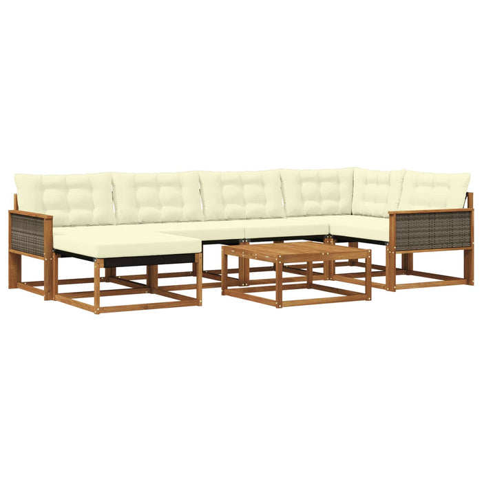 Set de canapele de exterior cu pernă 7 pcs Natural și Crem WALTI