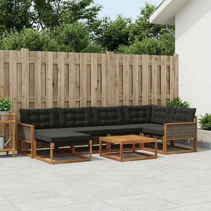 Set de canapele de exterior cu pernă 7 pcs Natural și Negru WALTI