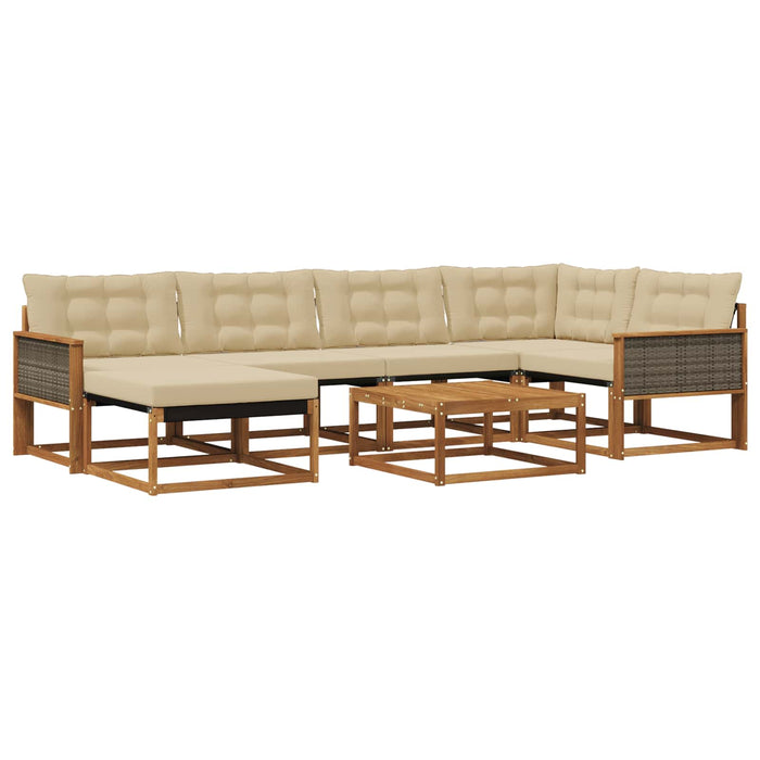 Set de canapele de exterior cu pernă 7 pcs Natural și Bej WALTI