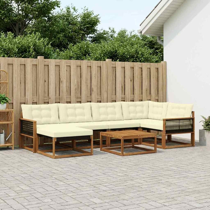 Set de canapele de exterior cu pernă 7 pcs Natural și Crem WALTI